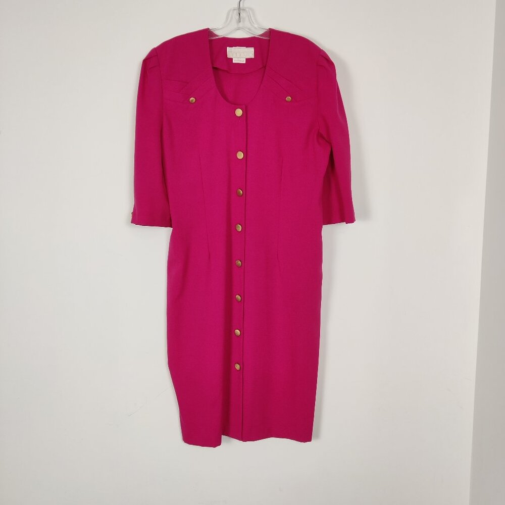 Nancy G Women's Midi Dress Size 15 / 16 Pink Barbiecore Business Casual Office